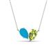 1 - Zemi 1.15 ctw Pear Shape Turquoise and Peridot (7x5 mm) Toi Et Moi Pendant Necklace 