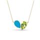 1 - Zemi 1.15 ctw Pear Shape Turquoise and Peridot (7x5 mm) Toi Et Moi Pendant Necklace 