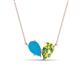 1 - Zemi 1.15 ctw Pear Shape Turquoise and Peridot (7x5 mm) Toi Et Moi Pendant Necklace 