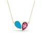 1 - Zemi 1.05 ctw Pear Shape Turquoise and Pink Tourmaline (7x5 mm) Toi Et Moi Pendant Necklace 