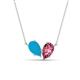 1 - Zemi 1.05 ctw Pear Shape Turquoise and Pink Tourmaline (7x5 mm) Toi Et Moi Pendant Necklace 