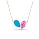 1 - Zemi 1.25 ctw Pear Shape Turquoise and Lab Grown Pink Sapphire (7x5 mm) Toi Et Moi Pendant Necklace 