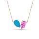 1 - Zemi 1.25 ctw Pear Shape Turquoise and Lab Grown Pink Sapphire (7x5 mm) Toi Et Moi Pendant Necklace 