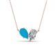 1 - Zemi 1.15 ctw Pear Shape Turquoise and Natural Diamond (7x5 mm) Toi Et Moi Pendant Necklace 