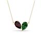 1 - Zemi 1.70 ctw Pear Shape Red Garnet and Lab Grown Emerald (7x5 mm) Toi Et Moi Pendant Necklace 