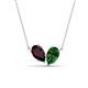 1 - Zemi 1.70 ctw Pear Shape Red Garnet and Lab Grown Emerald (7x5 mm) Toi Et Moi Pendant Necklace 