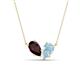 1 - Zemi 1.50 ctw Pear Shape Red Garnet and Aquamarine (7x5 mm) Toi Et Moi Pendant Necklace 