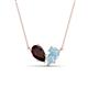 1 - Zemi 1.50 ctw Pear Shape Red Garnet and Aquamarine (7x5 mm) Toi Et Moi Pendant Necklace 