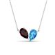 1 - Zemi 1.75 ctw Pear Shape Red Garnet and Blue Topaz (7x5 mm) Toi Et Moi Pendant Necklace 