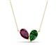 1 - Zemi 1.70 ctw Pear Shape Rhodolite Garnet and Lab Grown Emerald (7x5 mm) Toi Et Moi Pendant Necklace 