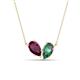 1 - Zemi 1.76 ctw Pear Shape Rhodolite Garnet and Created Alexandrite (7x5 mm) Toi Et Moi Pendant Necklace 