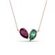 1 - Zemi 1.76 ctw Pear Shape Rhodolite Garnet and Created Alexandrite (7x5 mm) Toi Et Moi Pendant Necklace 