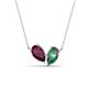 1 - Zemi 1.76 ctw Pear Shape Rhodolite Garnet and Created Alexandrite (7x5 mm) Toi Et Moi Pendant Necklace 