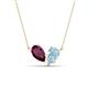 1 - Zemi 1.50 ctw Pear Shape Rhodolite Garnet and Aquamarine (7x5 mm) Toi Et Moi Pendant Necklace 