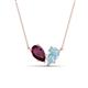 1 - Zemi 1.50 ctw Pear Shape Rhodolite Garnet and Aquamarine (7x5 mm) Toi Et Moi Pendant Necklace 