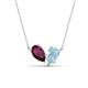 1 - Zemi 1.50 ctw Pear Shape Rhodolite Garnet and Aquamarine (7x5 mm) Toi Et Moi Pendant Necklace 