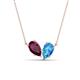 1 - Zemi 1.75 ctw Pear Shape Rhodolite Garnet and Blue Topaz (7x5 mm) Toi Et Moi Pendant Necklace 
