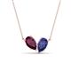 1 - Zemi 1.50 ctw Pear Shape Rhodolite Garnet and Iolite (7x5 mm) Toi Et Moi Pendant Necklace 
