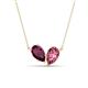 1 - Zemi 1.60 ctw Pear Shape Rhodolite Garnet and Pink Tourmaline (7x5 mm) Toi Et Moi Pendant Necklace 