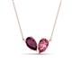 1 - Zemi 1.60 ctw Pear Shape Rhodolite Garnet and Pink Tourmaline (7x5 mm) Toi Et Moi Pendant Necklace 