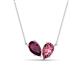 1 - Zemi 1.60 ctw Pear Shape Rhodolite Garnet and Pink Tourmaline (7x5 mm) Toi Et Moi Pendant Necklace 