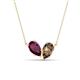 1 - Zemi 1.55 ctw Pear Shape Rhodolite Garnet and Smoky Quartz (7x5 mm) Toi Et Moi Pendant Necklace 