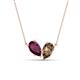 1 - Zemi 1.55 ctw Pear Shape Rhodolite Garnet and Smoky Quartz (7x5 mm) Toi Et Moi Pendant Necklace 