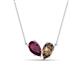 1 - Zemi 1.55 ctw Pear Shape Rhodolite Garnet and Smoky Quartz (7x5 mm) Toi Et Moi Pendant Necklace 