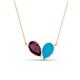 1 - Zemi 1.25 ctw Pear Shape Rhodolite Garnet and Turquoise (7x5 mm) Toi Et Moi Pendant Necklace 