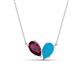 1 - Zemi 1.25 ctw Pear Shape Rhodolite Garnet and Turquoise (7x5 mm) Toi Et Moi Pendant Necklace 