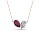 1 - Zemi 2.20 ctw Pear Shape Rhodolite Garnet and Lab Grown Diamond (7x5 mm) Toi Et Moi Pendant Necklace 