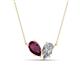 1 - Zemi 1.70 ctw Pear Shape Rhodolite Garnet and Natural Diamond (7x5 mm) Toi Et Moi Pendant Necklace 