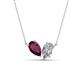 1 - Zemi 1.70 ctw Pear Shape Rhodolite Garnet and Natural Diamond (7x5 mm) Toi Et Moi Pendant Necklace 