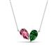 1 - Zemi 1.50 ctw Pear Shape Pink Tourmaline and Lab Grown Emerald (7x5 mm) Toi Et Moi Pendant Necklace 
