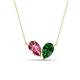 1 - Zemi 1.50 ctw Pear Shape Pink Tourmaline and Lab Grown Emerald (7x5 mm) Toi Et Moi Pendant Necklace 