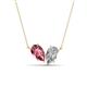 1 - Zemi 1.55 ctw Pear Shape Pink Tourmaline and Moissanite (7x5 mm) Toi Et Moi Pendant Necklace 