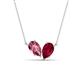 1 - Zemi 1.65 ctw Pear Shape Pink Tourmaline and Lab Grown Ruby (7x5 mm) Toi Et Moi Pendant Necklace 
