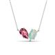 1 - Zemi 1.05 ctw Pear Shape Pink Tourmaline and Opal (7x5 mm) Toi Et Moi Pendant Necklace 