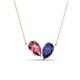 1 - Zemi 1.30 ctw Pear Shape Pink Tourmaline and Iolite (7x5 mm) Toi Et Moi Pendant Necklace 
