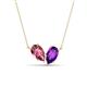 1 - Zemi 1.35 ctw Pear Shape Pink Tourmaline and Amethyst (7x5 mm) Toi Et Moi Pendant Necklace 