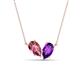 1 - Zemi 1.35 ctw Pear Shape Pink Tourmaline and Amethyst (7x5 mm) Toi Et Moi Pendant Necklace 
