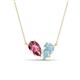 1 - Zemi 1.30 ctw Pear Shape Pink Tourmaline and Aquamarine (7x5 mm) Toi Et Moi Pendant Necklace 