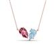 1 - Zemi 1.30 ctw Pear Shape Pink Tourmaline and Aquamarine (7x5 mm) Toi Et Moi Pendant Necklace 