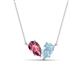 1 - Zemi 1.30 ctw Pear Shape Pink Tourmaline and Aquamarine (7x5 mm) Toi Et Moi Pendant Necklace 