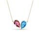 1 - Zemi 1.55 ctw Pear Shape Pink Tourmaline and Blue Topaz (7x5 mm) Toi Et Moi Pendant Necklace 