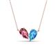 1 - Zemi 1.55 ctw Pear Shape Pink Tourmaline and Blue Topaz (7x5 mm) Toi Et Moi Pendant Necklace 