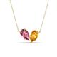1 - Zemi 1.35 ctw Pear Shape Pink Tourmaline and Citrine (7x5 mm) Toi Et Moi Pendant Necklace 