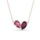 1 - Zemi 1.60 ctw Pear Shape Pink Tourmaline and Rhodolite Garnet (7x5 mm) Toi Et Moi Pendant Necklace 