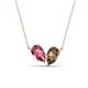 1 - Zemi 1.35 ctw Pear Shape Pink Tourmaline and Smoky Quartz (7x5 mm) Toi Et Moi Pendant Necklace 