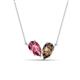 1 - Zemi 1.35 ctw Pear Shape Pink Tourmaline and Smoky Quartz (7x5 mm) Toi Et Moi Pendant Necklace 